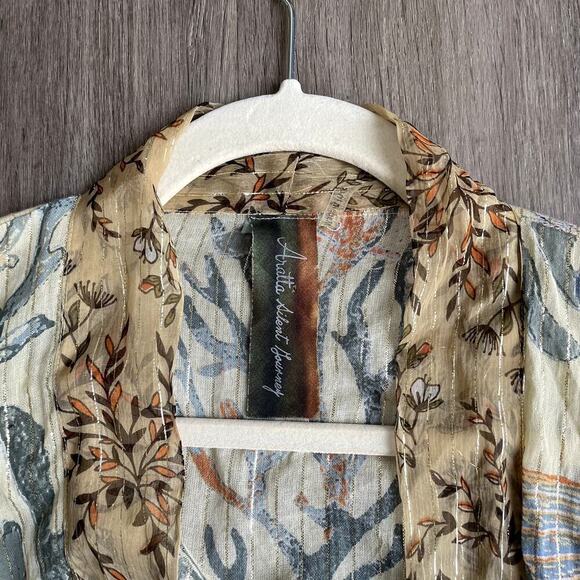 Aratta Silent Journey Ocean Breeze Kimono One Size Fish Coral Print Long Length - Picture 2 of 6